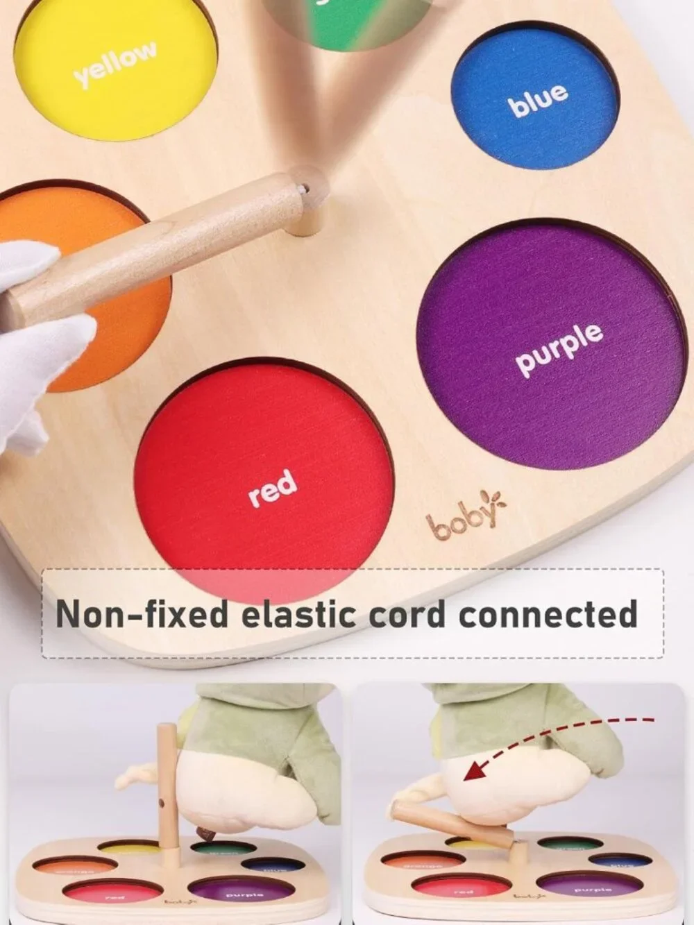 Colorful Wooden Rainbow Ring Stacker Toy for Toddlers - Montessori Learning